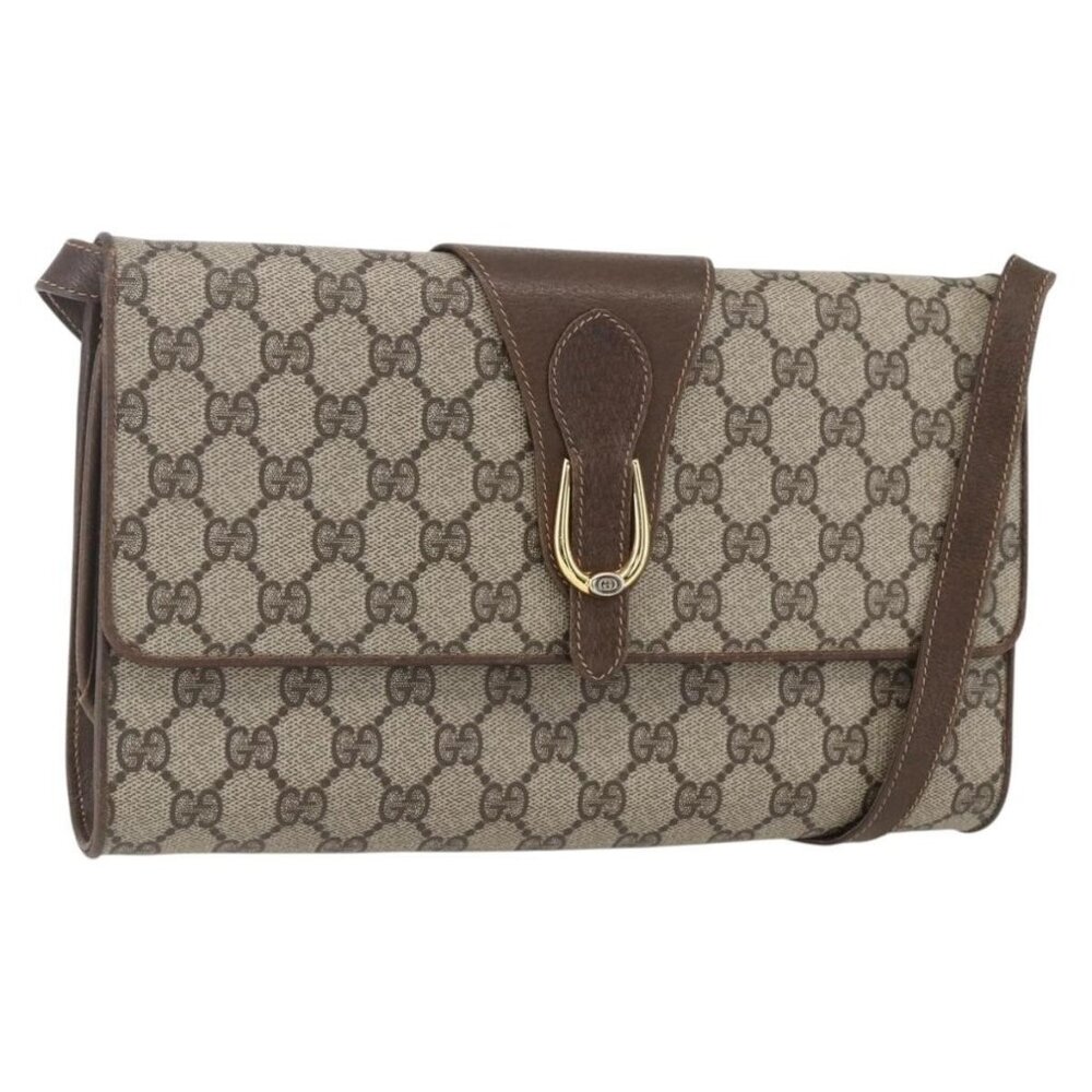 Authentic GUCCI GG Supreme Shoulder Bag PVC Beige Gold 904 02 050